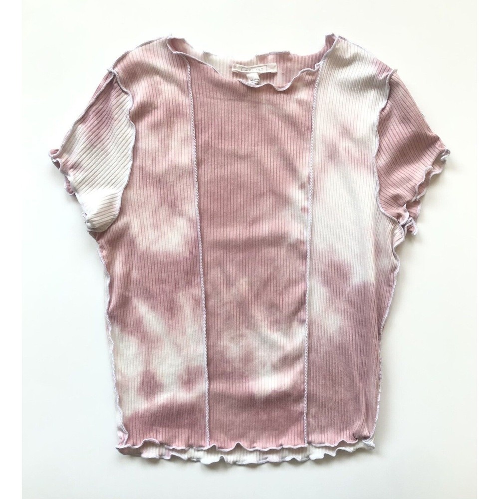 Full Tilt Girls Pink Ribbed Short Sleeve Shirt Size Small